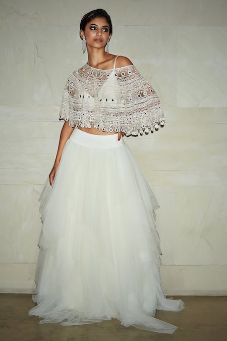 Varun Bahl Organza Cape & Skirt Set 