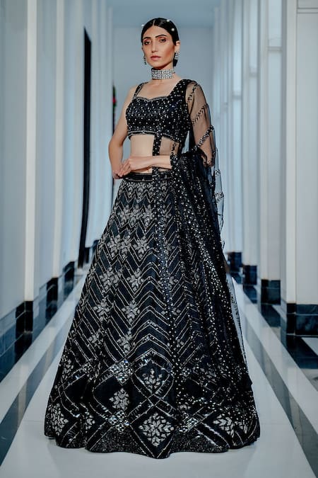 Varun Chakkilam Silk Organza Embroidered Lehenga Set 