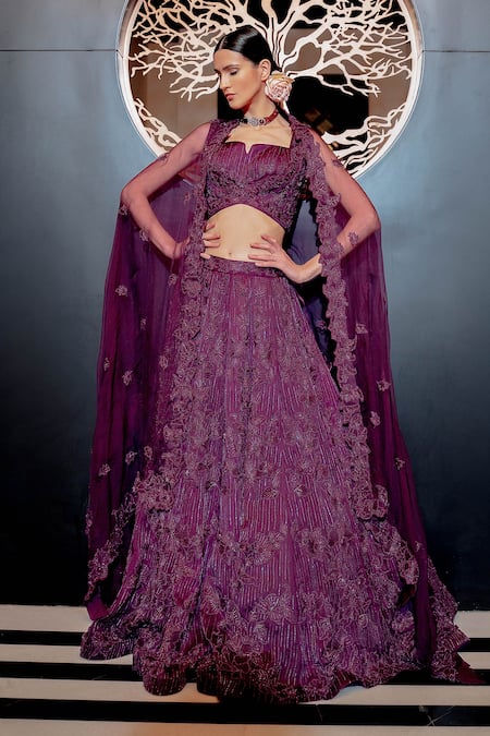 Varun Chakkilam Silk Organza Embroidered Bridal Lehenga Set 