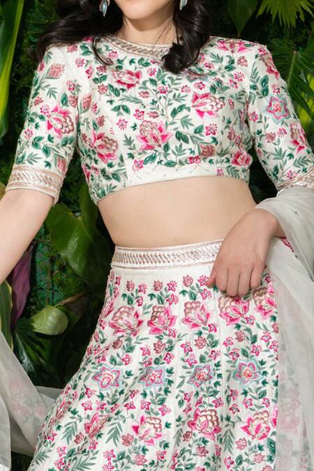 Varun Chakkilam_Multi Color Raw Silk, Organza Round Embroidered Bridal Lehenga Set_Online_at_Aza_Fashions