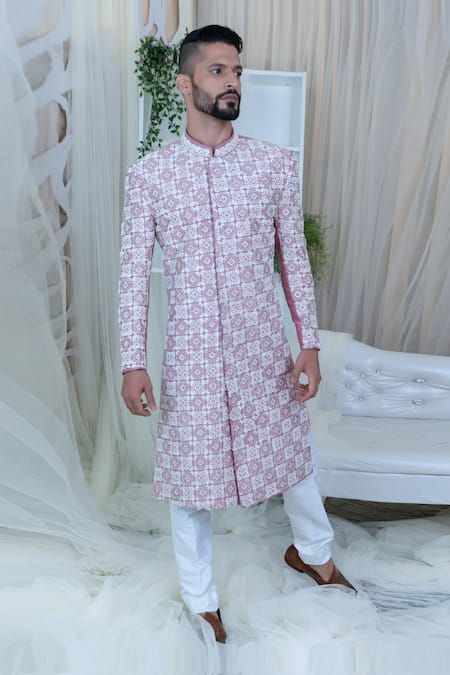 Varun Chakkilam Silk Embroidered Sherwani Set 
