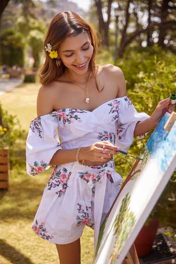 Buy Verb By Pallavi Singhee White Cotton Floral Motifs, Threadwork Off-shoulder Embroidered Blouse at Aza Fashions Buy_Verb By Pallavi Singhee_White Cotton Floral Motifs, Threadwork Off-shoulder Embroidered Blouse_at_Aza_Fashions