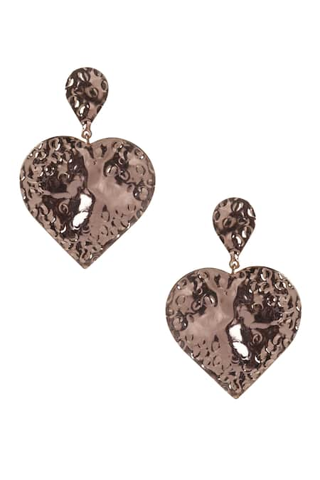 Valliyan Gold Plated Heart Shape Statement Earrings