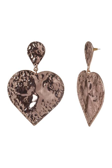 Valliyan Gold Plated Heart Shape Statement Earrings Online at Aza Fashions Valliyan_Gold Plated Heart Shape Statement Earrings_Online_at_Aza_Fashions