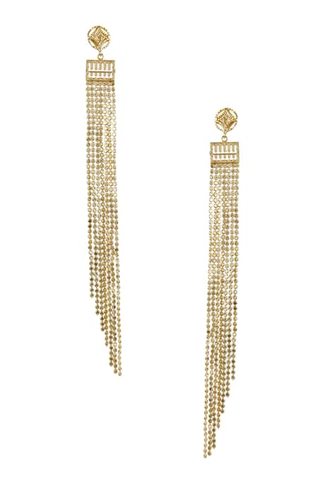 Bronze Swarovski crystal pearl chain necklace earrings set at ₹1750 | Azilaa