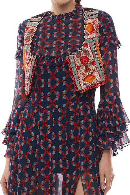 Shop Verb By Pallavi Singhee Multi Color Viscose Georgette Round Printed Slit Dress Online at Aza Fashions Shop_Verb By Pallavi Singhee_Multi Color Viscose Georgette Round Printed Slit Dress_Online_at_Aza_Fashions