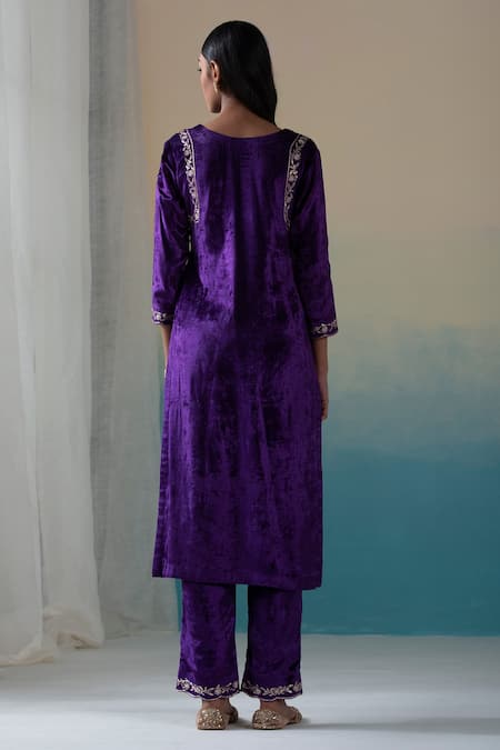 Weaver Story Velvet Kurta Palazzo Set 