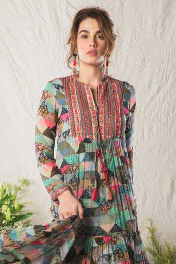Verb By Pallavi Singhee_Multi Color Printed Dress_Online_at_Aza_Fashions