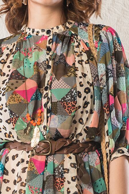 Verb By Pallavi Singhee_Multi Color Viscose Georgette Printed Dress_Online_at_Aza_Fashions