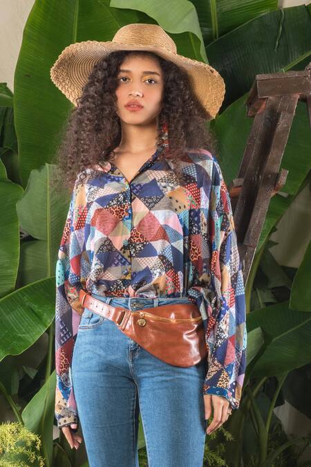 Buy Verb By Pallavi Singhee Blue Fine Silk Printed Shirt Online at Aza Fashions Buy_Verb By Pallavi Singhee_Blue Fine Silk Printed Shirt_Online_at_Aza_Fashions