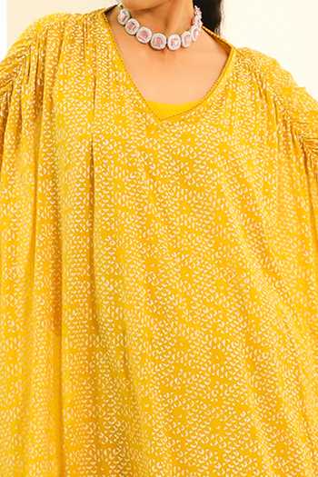 Buy Vidushi Gupta Yellow Printed Kaftan Kurta And Pant Set Online at Aza Fashions Buy_Vidushi Gupta_Yellow Printed Kaftan Kurta And Pant Set _Online_at_Aza_Fashions