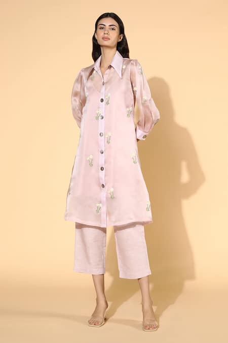 Meadow Silk Organza Cotton Tunic & Linen Pant Set 