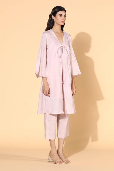 Meadow_Purple Tunic Silk Organza  Pant Linen Inner V And Set_Online_at_Aza_Fashions