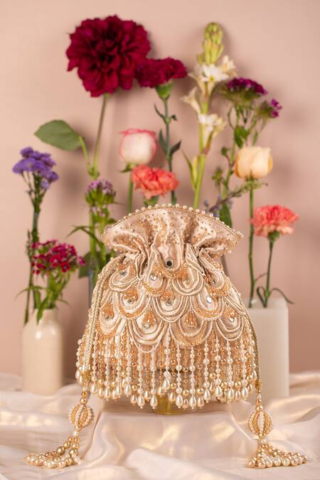 House of Vian Velvet Embroidered Potli Bag 