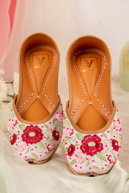 House of Vian Floral Embroidered Juttis 