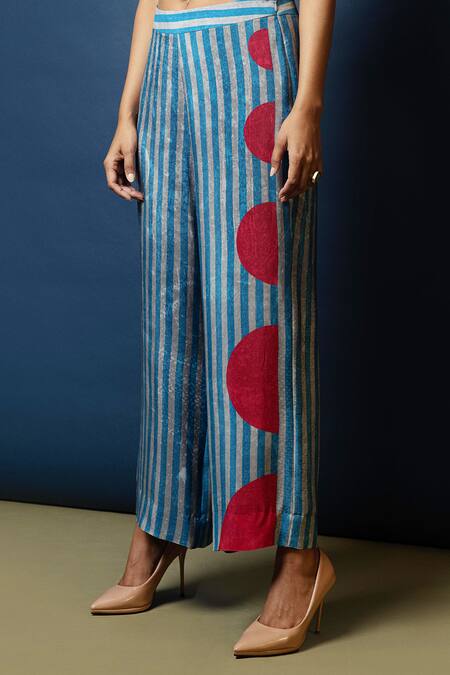 Buy MISS CHASE Multi Stripes Crepe Relaxed Fit Women's Pants | Shoppers Stop