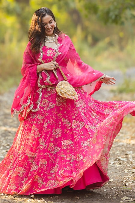 Rani Pink Wedding Wear Designer Lehenga Choli With Dupatta