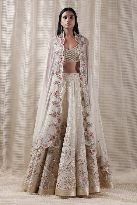 VARUN NIDHIKA White Silk Organza Lehenga Set