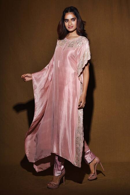 Buy Vara By Vibha N Priti Pink Habutai Silk Round Asymmetric Tunic And Pant Set Online at Aza Fashions Buy_Vara By Vibha N Priti_Pink Habutai Silk Round Asymmetric Tunic And Pant Set _Online_at_Aza_Fashions