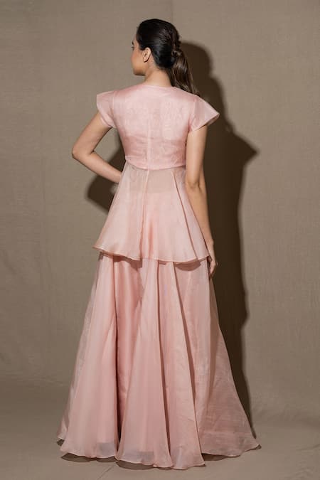 Shop Vara By Vibha N Priti Pink Organza Embroidered Kurta And Palazzo Set at Aza Fashions Shop_Vara By Vibha N Priti_Pink Organza Embroidered Kurta And Palazzo Set _at_Aza_Fashions