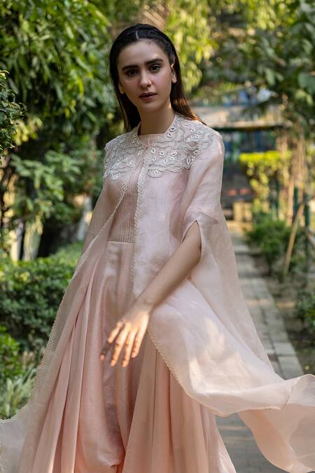 Buy Vara By Vibha N Priti Pink Silk, Organza Jumpsuit And Jacket Set Online at Aza Fashions Buy_Vara By Vibha N Priti_Pink Silk, Organza Jumpsuit And Jacket Set _Online_at_Aza_Fashions