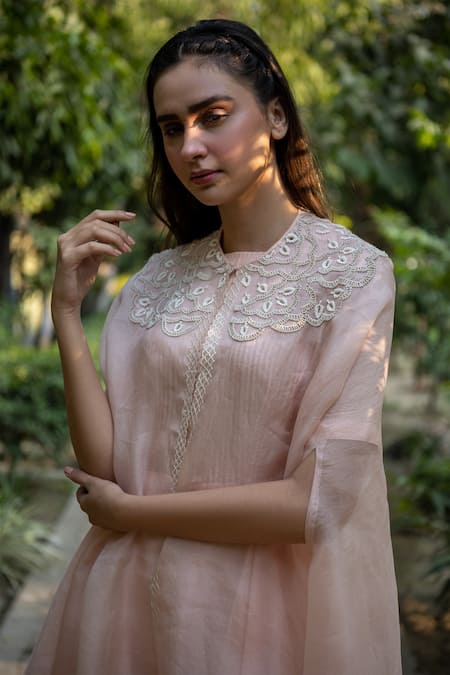 Shop Vara By Vibha N Priti Pink Silk, Organza Jumpsuit And Jacket Set Online at Aza Fashions Shop_Vara By Vibha N Priti_Pink Silk, Organza Jumpsuit And Jacket Set _Online_at_Aza_Fashions