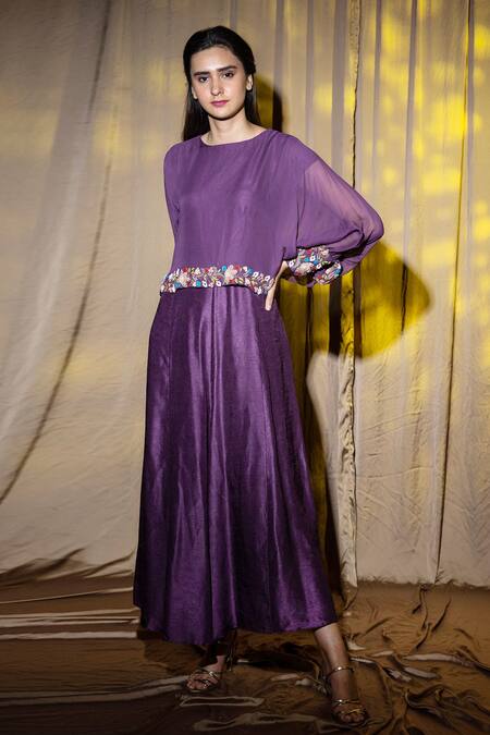 Vara By Vibha N Priti Purple Silk, Georgette Jumpsuit Online at Aza Fashions Vara By Vibha N Priti_Purple Silk, Georgette Jumpsuit _Online_at_Aza_Fashions