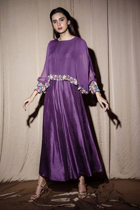 Buy Vara By Vibha N Priti Purple Silk, Georgette Jumpsuit Online at Aza Fashions Buy_Vara By Vibha N Priti_Purple Silk, Georgette Jumpsuit _Online_at_Aza_Fashions