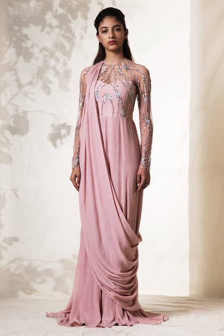 Grey Colour Fancy Saree New for Wedding Party | Designer Net Saree