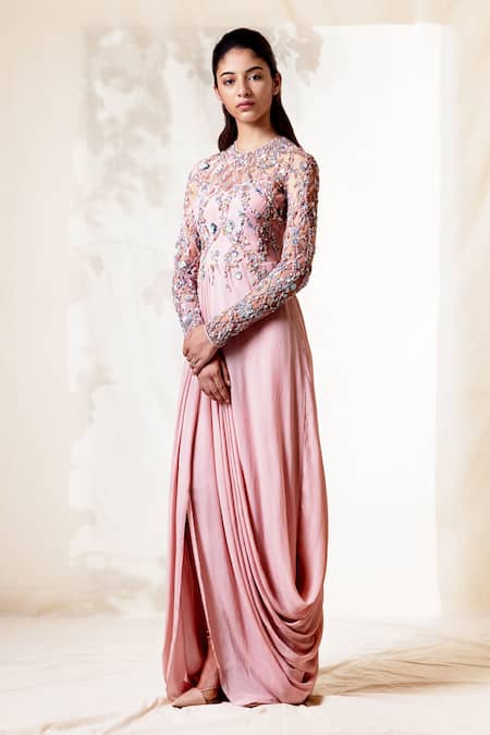 Vivek Patel Embroidered Draped Gown 