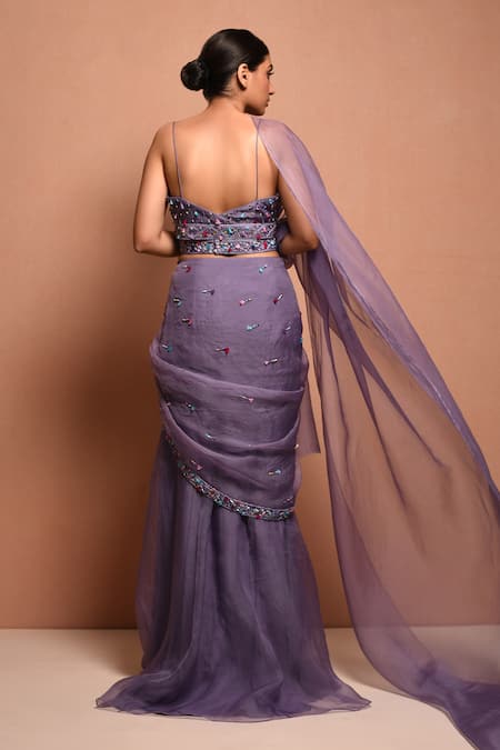 Shop Vivek Patel Purple Silk Organza V Neck Embellished Lehenga Set at Aza Fashions Shop_Vivek Patel_Purple Silk Organza V Neck Embellished Lehenga Set _at_Aza_Fashions