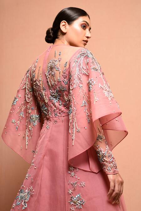 Vivek Patel Pink Tulle, Silk Organza Round Embellished Gown at Aza Fashions Vivek Patel_Pink Tulle, Silk Organza Round Embellished Gown_at_Aza_Fashions