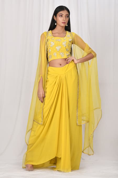Black & yellow Wedding Wear Designer Crop Top Lehenga 7149 at Rs 925 in  Ahmedabad