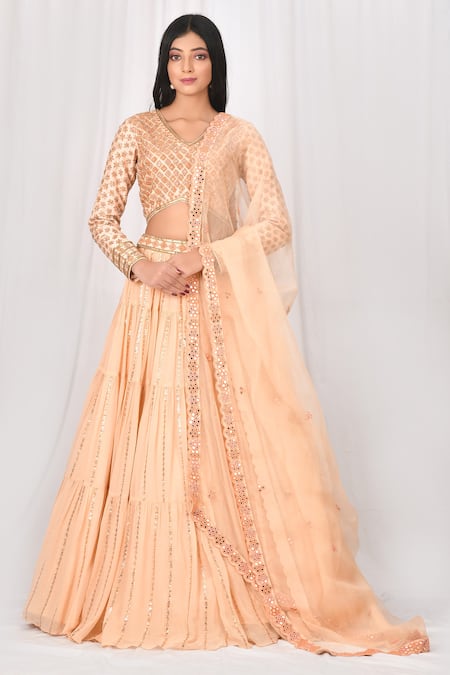 Lehenga Choli : peach thai silk dori embroidered festival ...