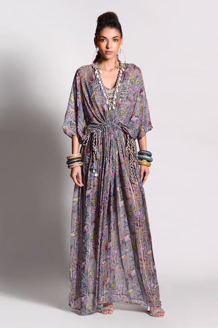 Rishi and Vibhuti Floral Print Kaftan 