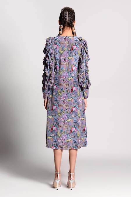 Rishi and Vibhuti Printed Slit Dress 