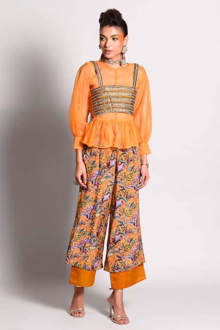 Rishi and Vibhuti Organza Top & Pant Set 