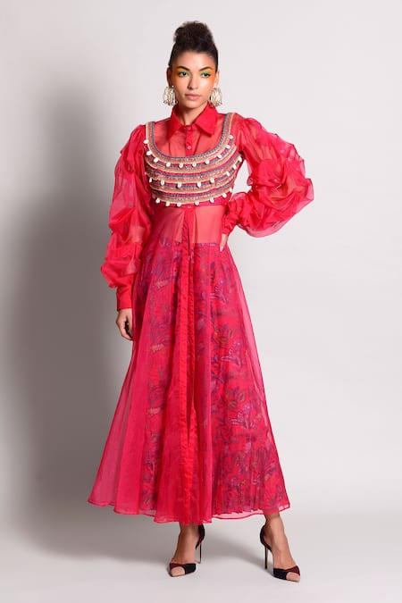 Rishi and Vibhuti Organza Cape & Gharara Set 