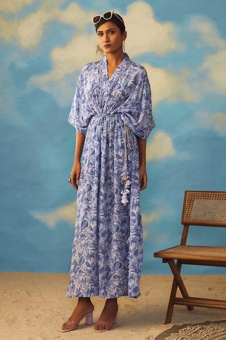 Rishi and Vibhuti Tropical Print Kaftan 