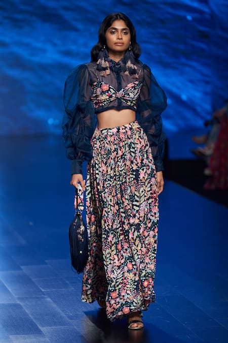 Rishi and Vibhuti Milori Printed Crop Top & Skirt Set 