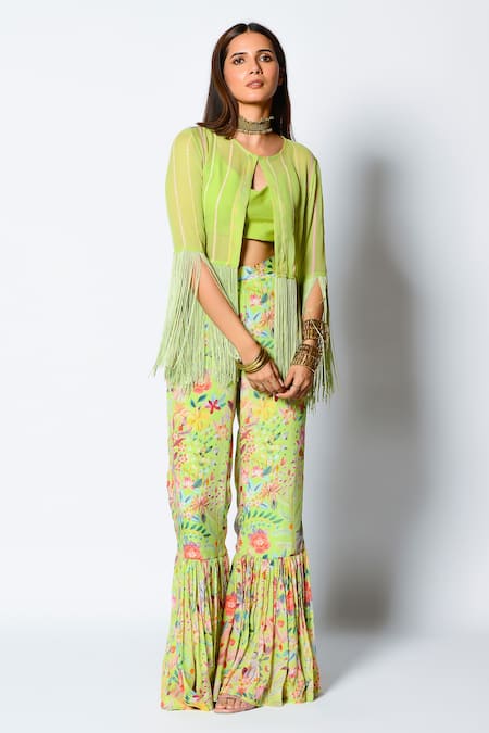 Buy online Shimmer Georgette Sharara Pants from bottom wear for Women by  Pink N Lime for ₹1290 at 0% off | 2024 Limeroad.com