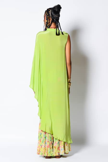 Rishi and Vibhuti One Shoulder Kaftan & Printed Gharara 