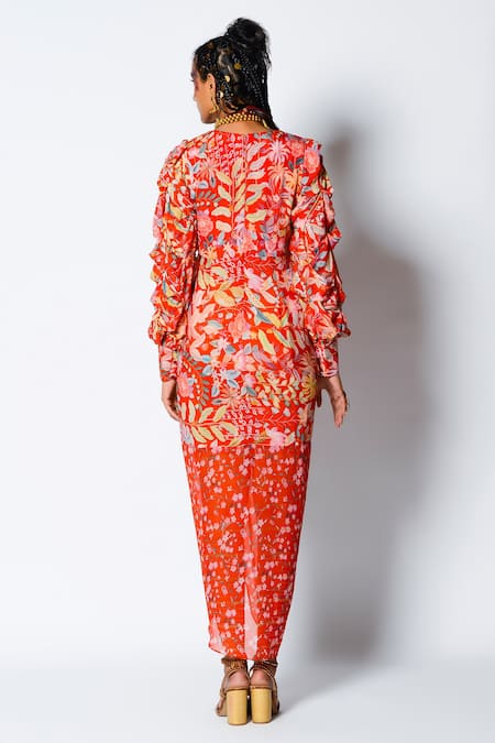 Rishi and Vibhuti Blossom Drape Dress 