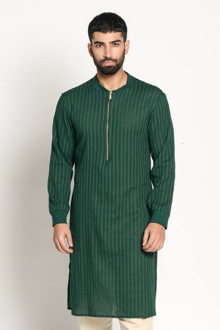 Rishi and Vibhuti Green Linen Kurta 4