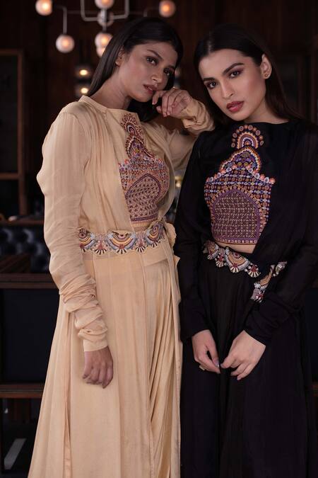 Buy Vasavi Shah Beige Chiffon, Silk, Satin, Chinon Embroidered Jacket Dhoti Set Online at Aza Fashions Buy_Vasavi Shah_Beige Chiffon, Silk, Satin, Chinon Embroidered Jacket Dhoti Set_Online_at_Aza_Fashions