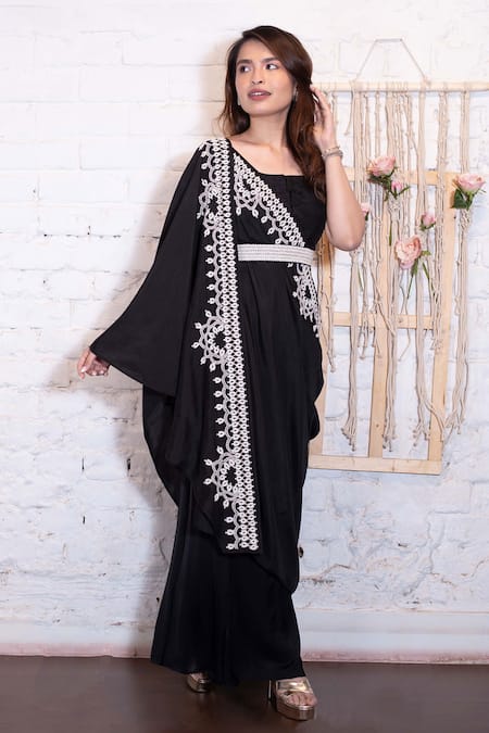 Vasavi Shah Pearl Work Drape & Palazzo Set  