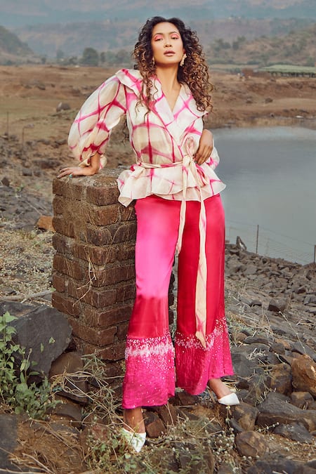 Babita Malkani Tie Dye Jacket & Pant Set 