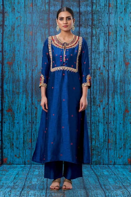 Label Niti Bothra Silk Colourful Coin Work Kurta And Palazzo Set 