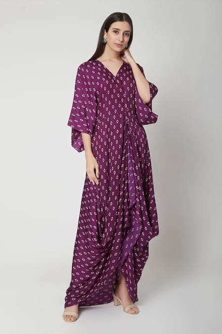 Ruchira Nangalia Cowl Draped Maxi Dress 