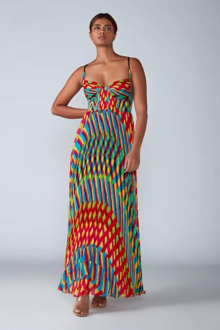 Women's Multi Color Striped A-line Dress at Rs 899.00 | ए लाइन पोशाक, ए  लाइन ड्रेस - Designer Mart, Meerut | ID: 26123412491